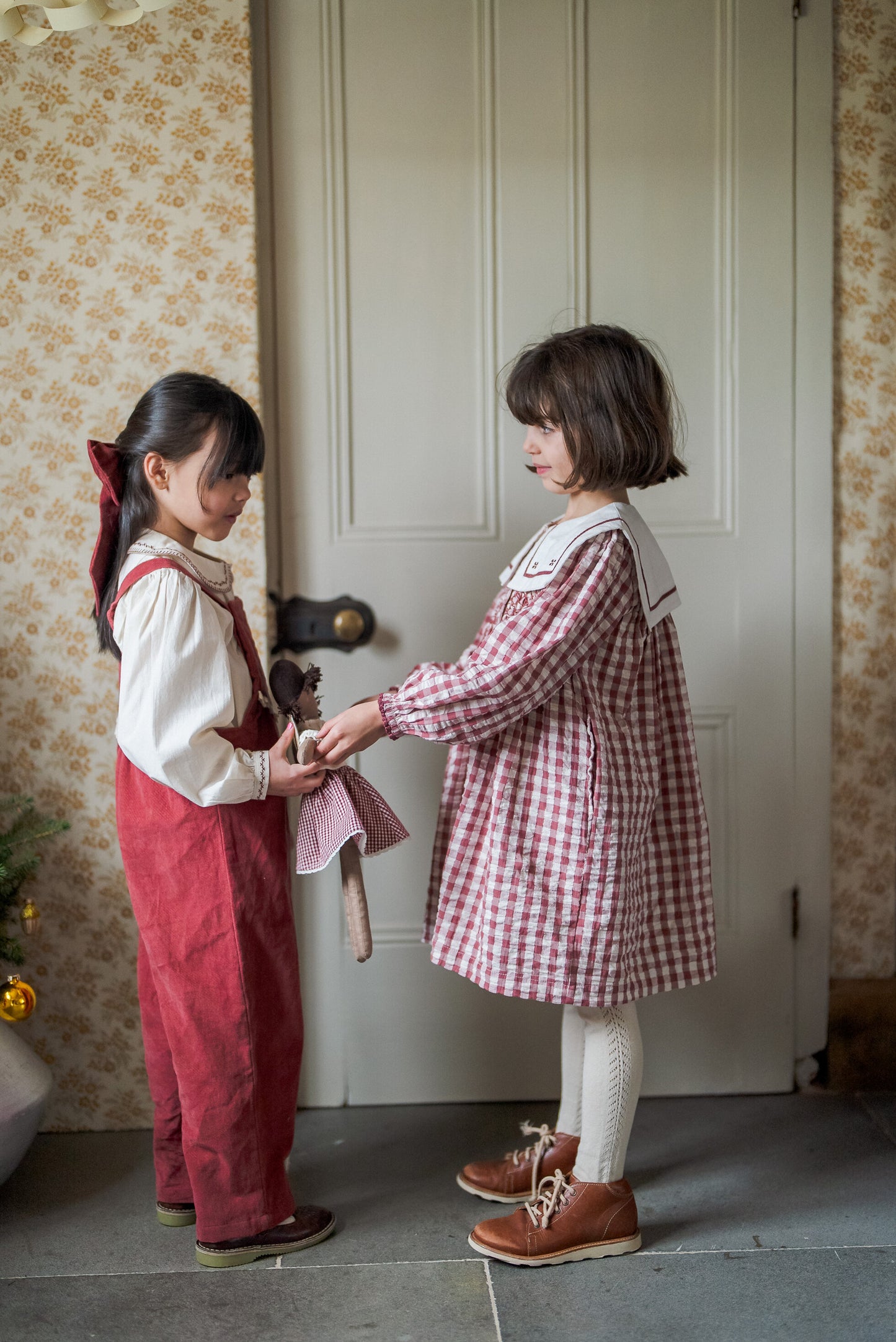 Smocked Sabrina Dress - Seersucker Gingham in Apple Butter