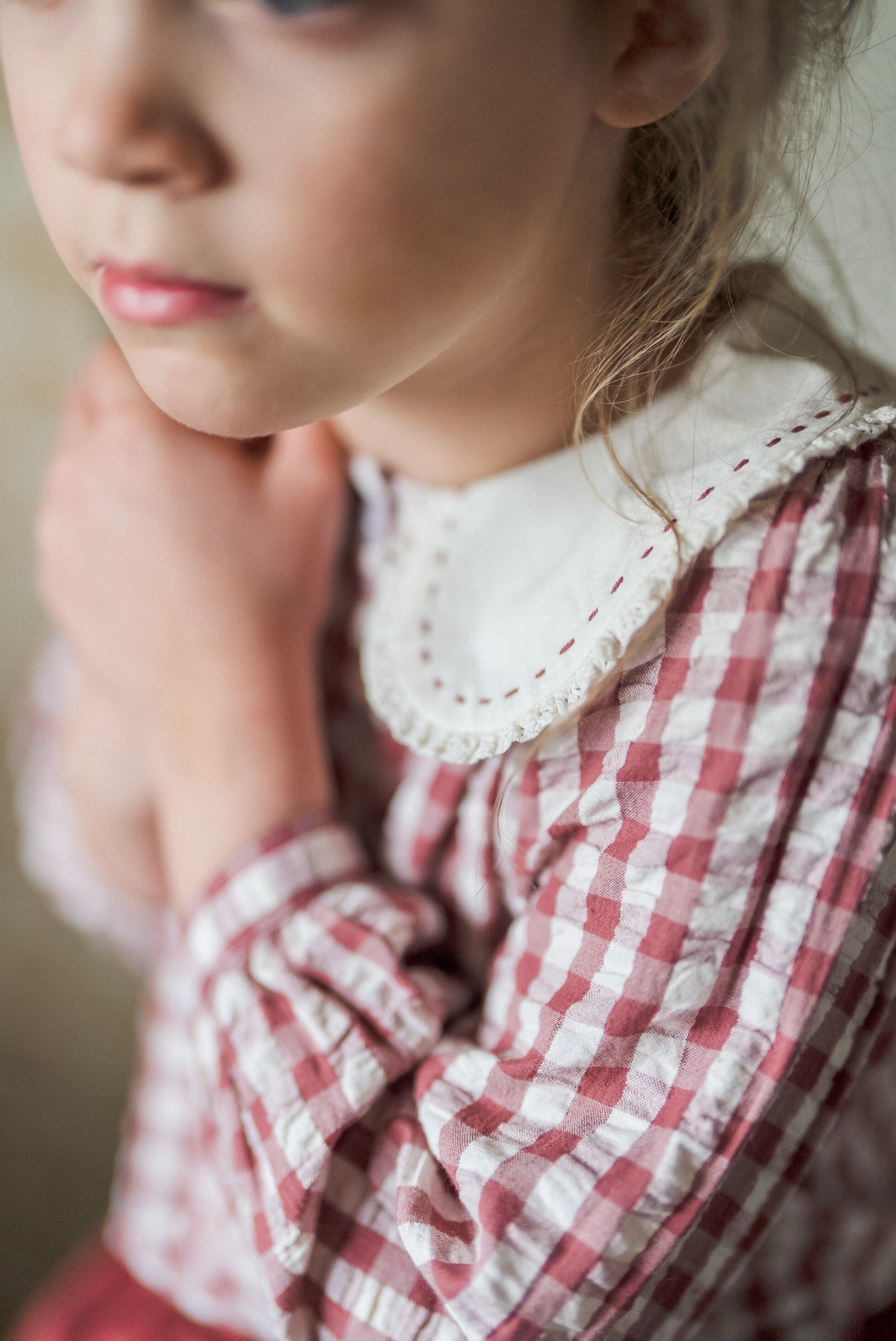 Smocked Catherine Blouse - Seersucker Gingham in Apple Butter