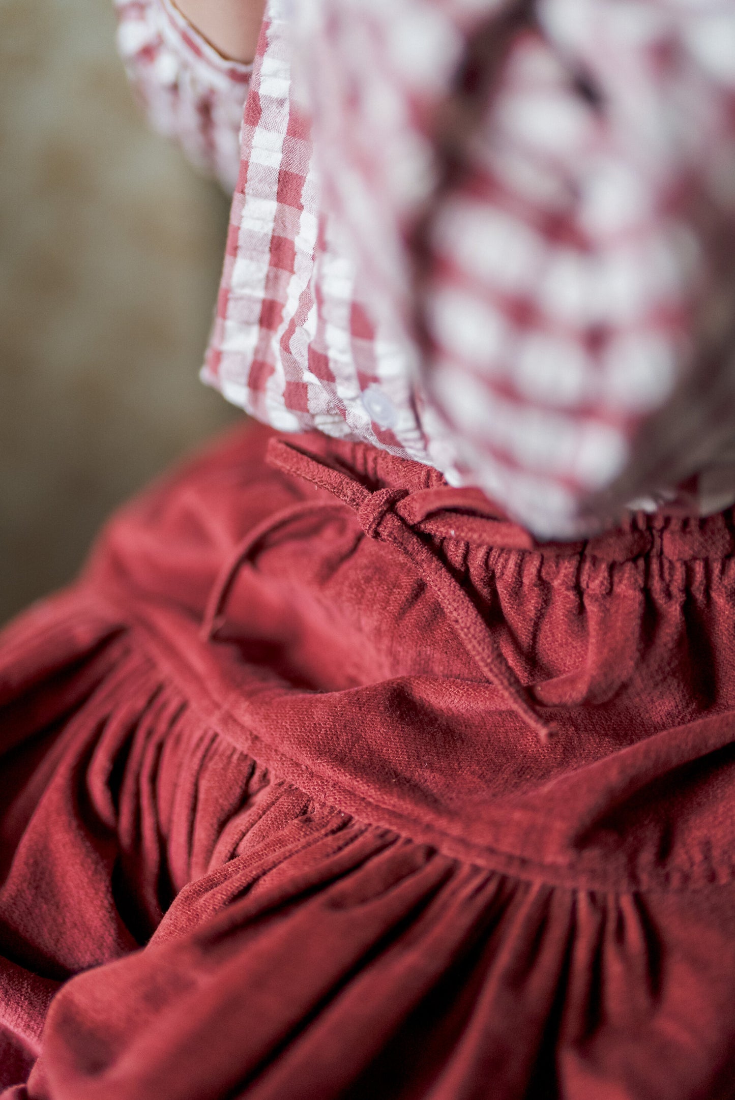 Smocked Catherine Blouse - Seersucker Gingham in Apple Butter