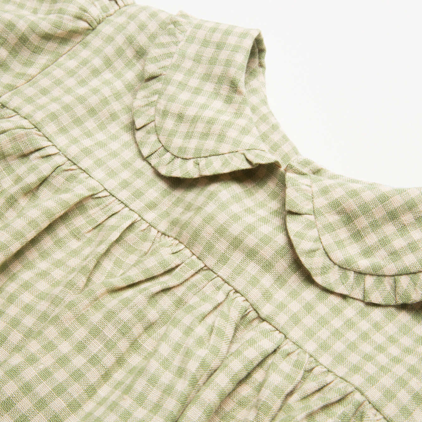 Marbles Dress & Skipping Bloomer Set - Pistachio Mini Check Linen