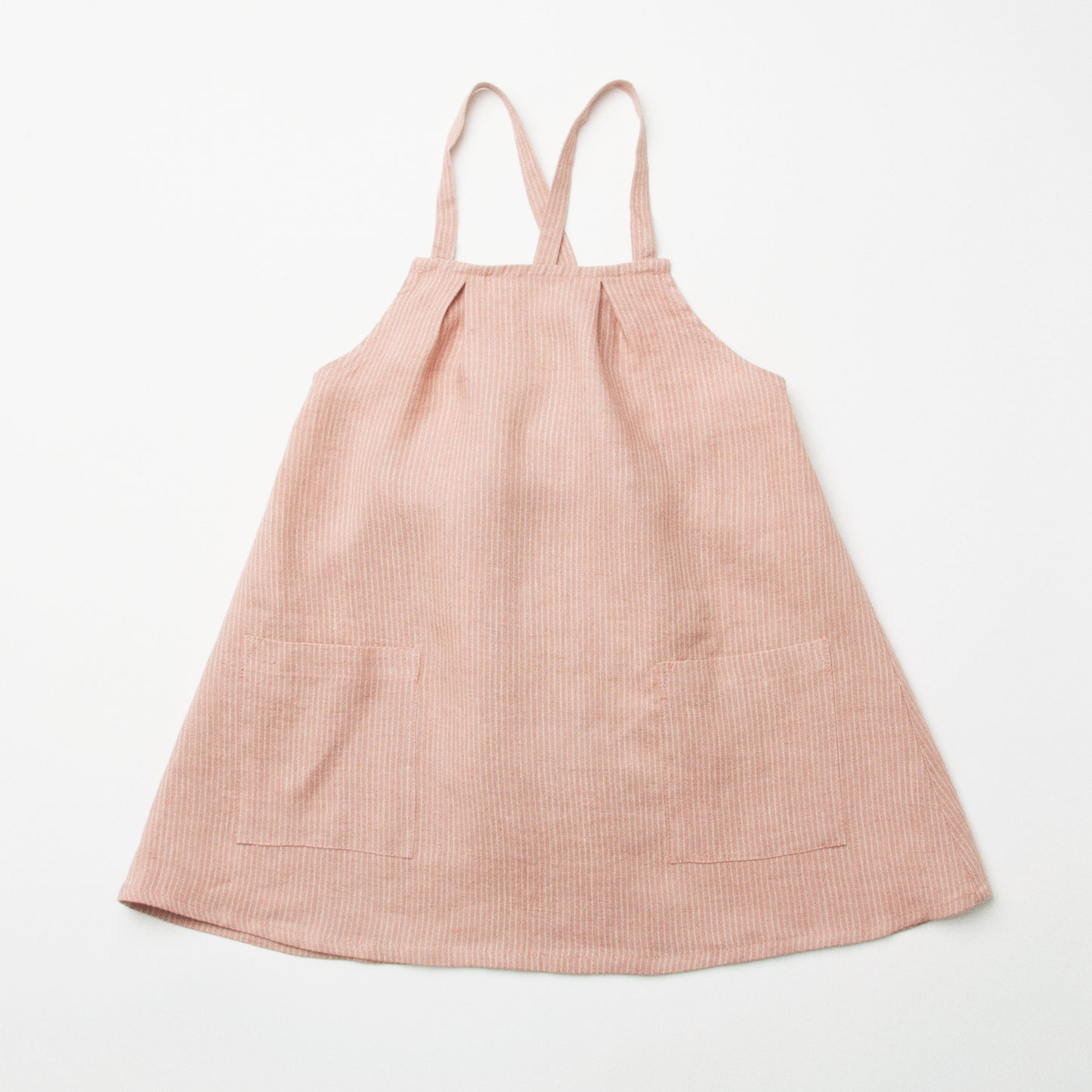 Marbles Pinafore - Dusty Rose Stripe Linen