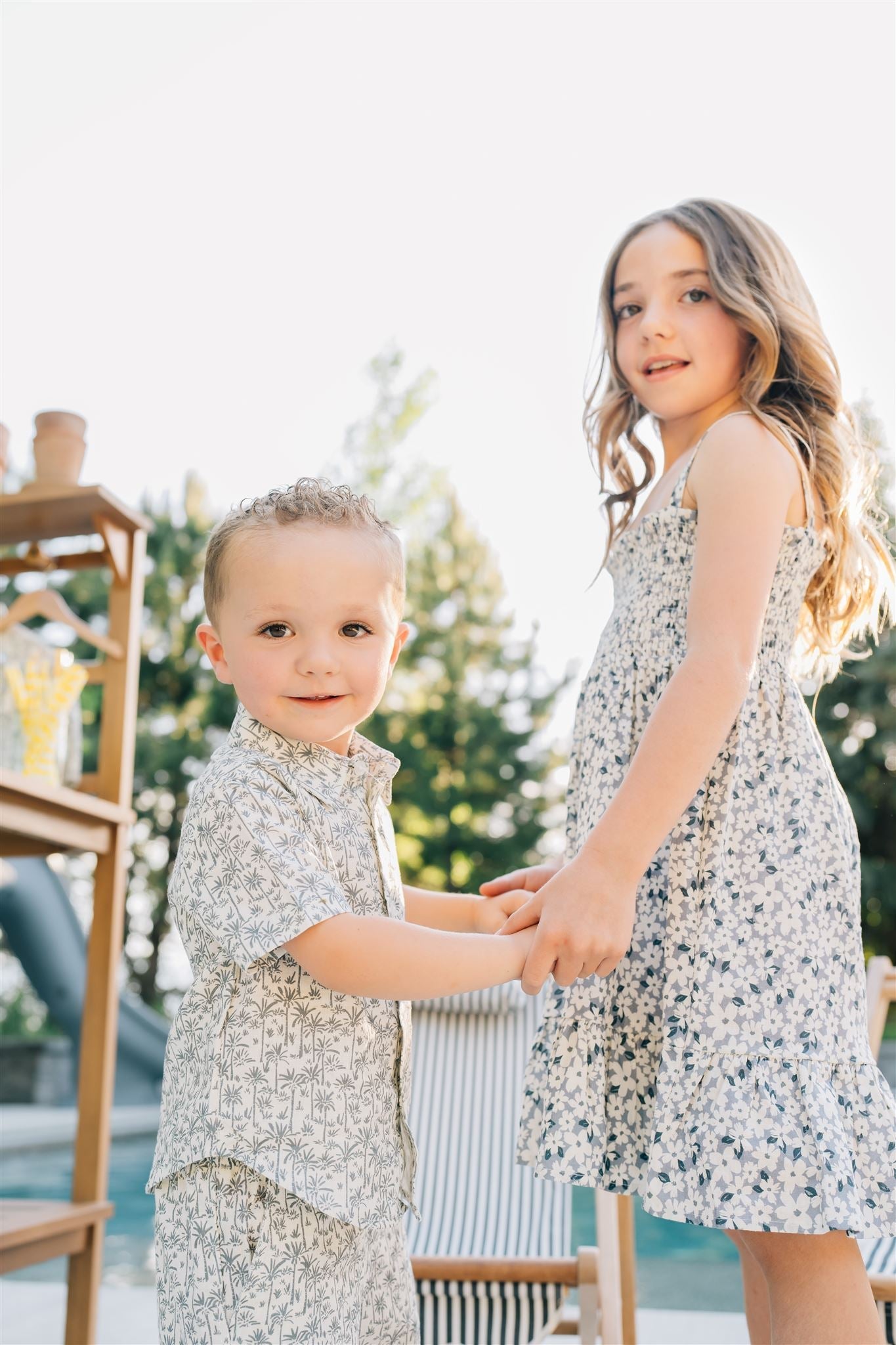 Blue Floral Linen Dress