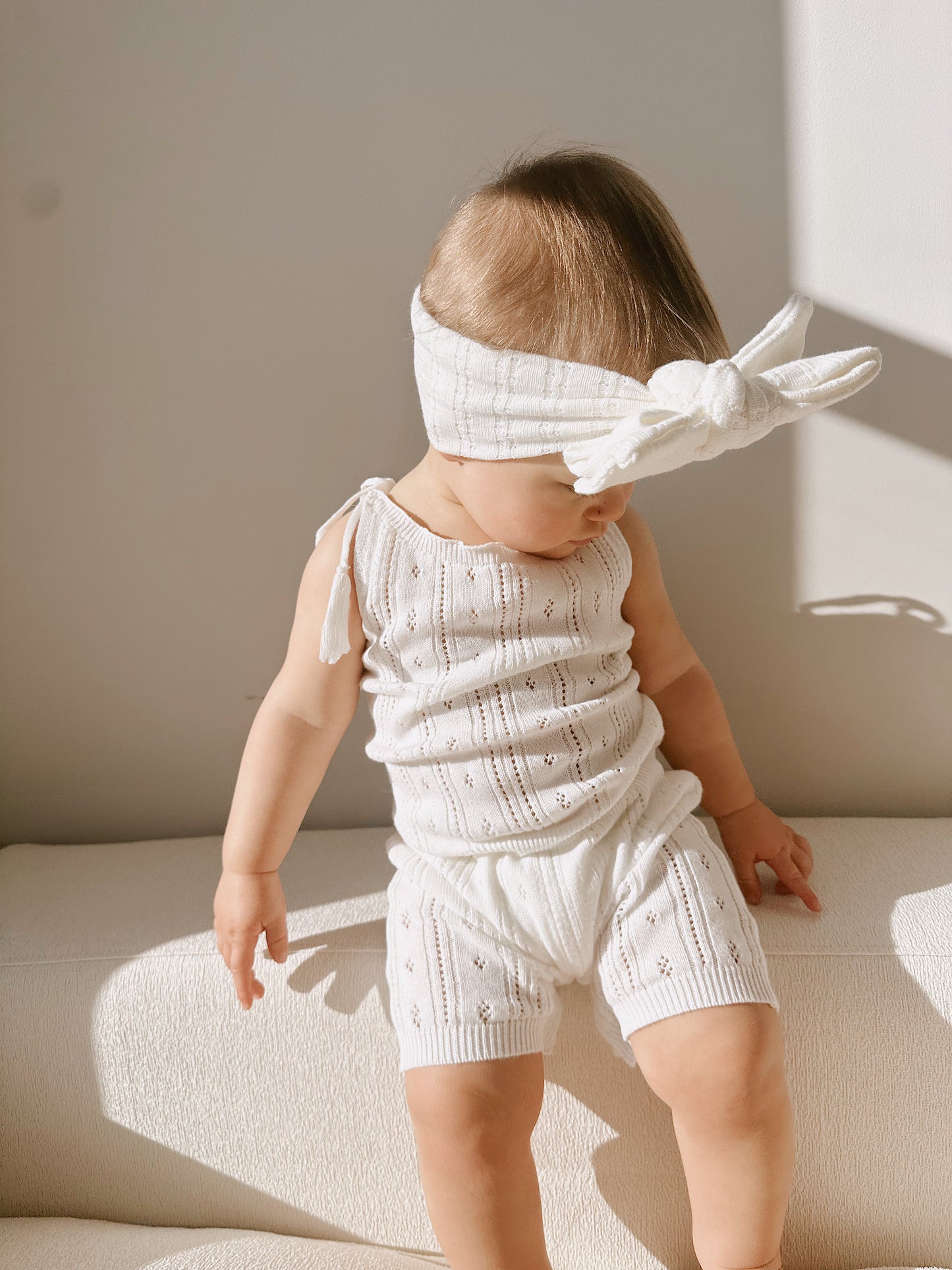 Luna + Luca Pointelle Romper - White