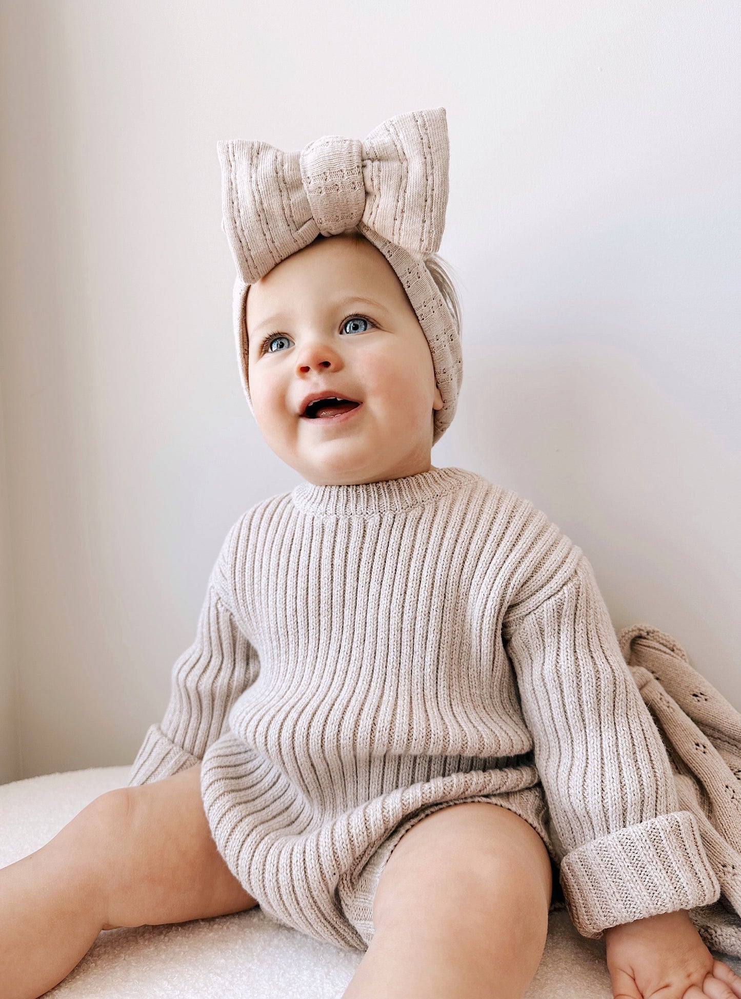 Luna + Luca Chunky Rib Romper - Heather Beige