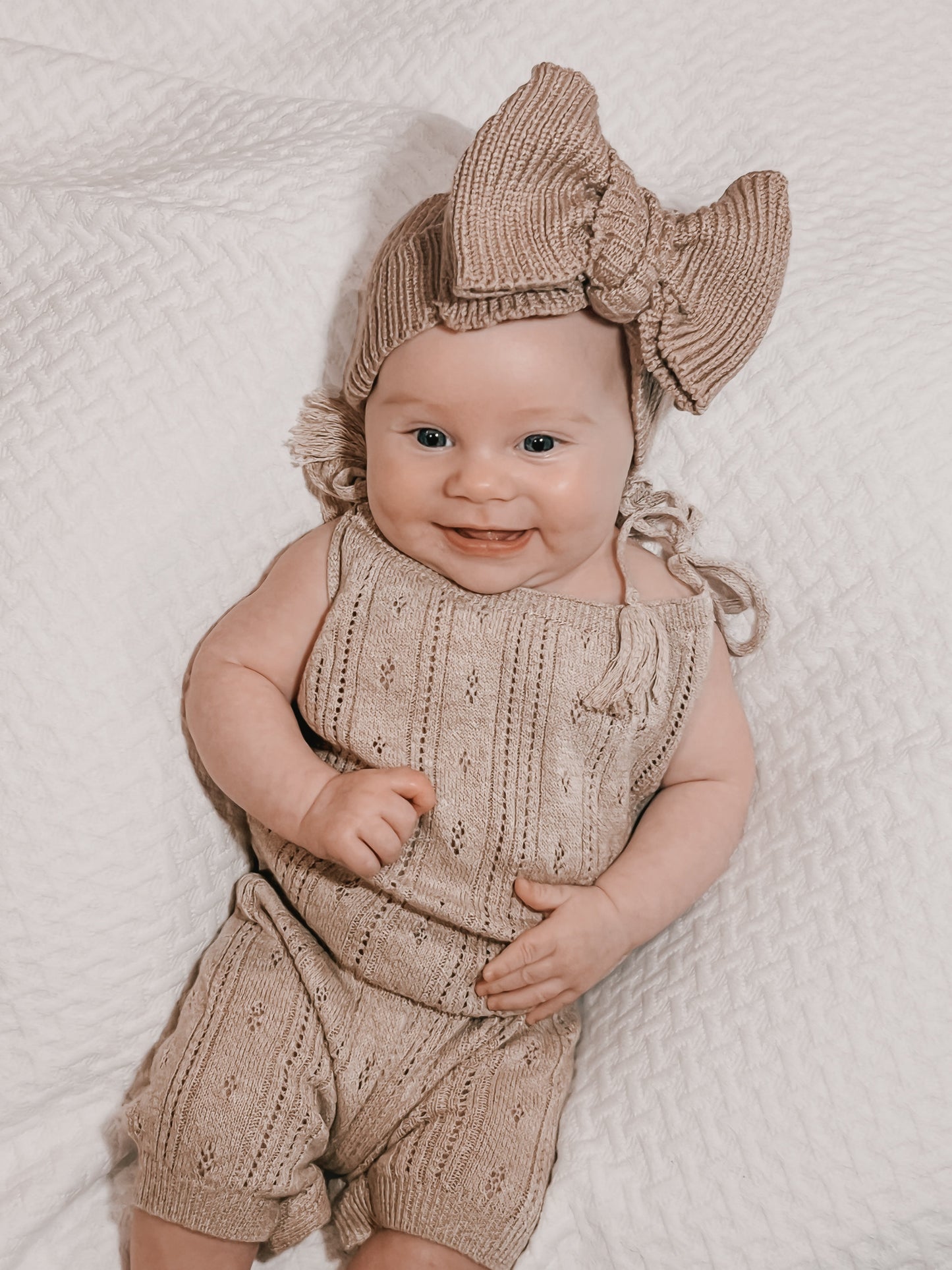 Luna + Luca Pointelle Romper - Heather Beige