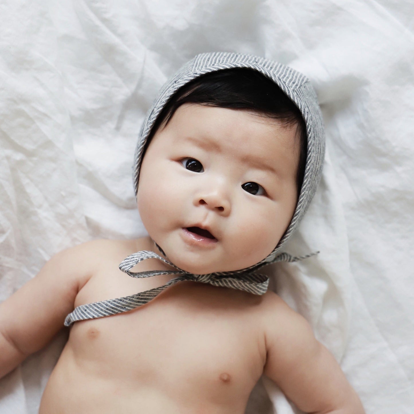 Natural Stripe Bonnet Cotton-Lined