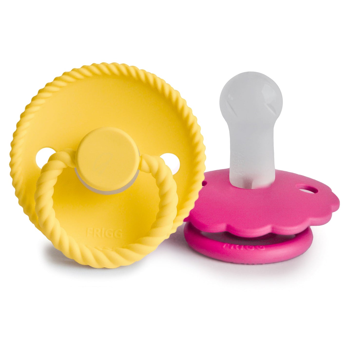 FRIGG Rope/Daisy Silicone Pacifier (Sunflower/Fuchsia) 2-Pack (6-18 Months)