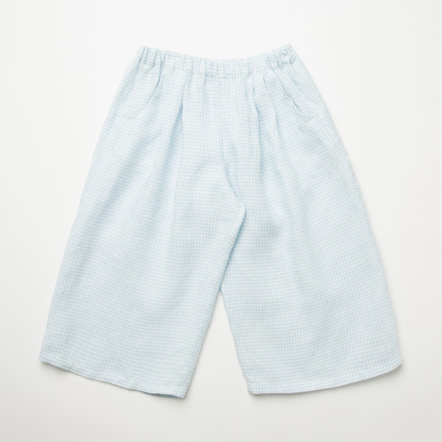 Chess Trousers - Baby Blue & Milk Mini Check Linen
