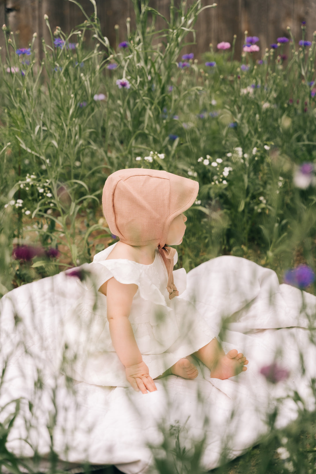 Brimmed Wren Linen Bonnet Cotton-Lined