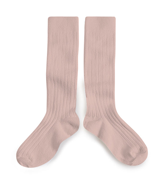La Haute - Ribbed Knee-high Socks - Vieux Rose