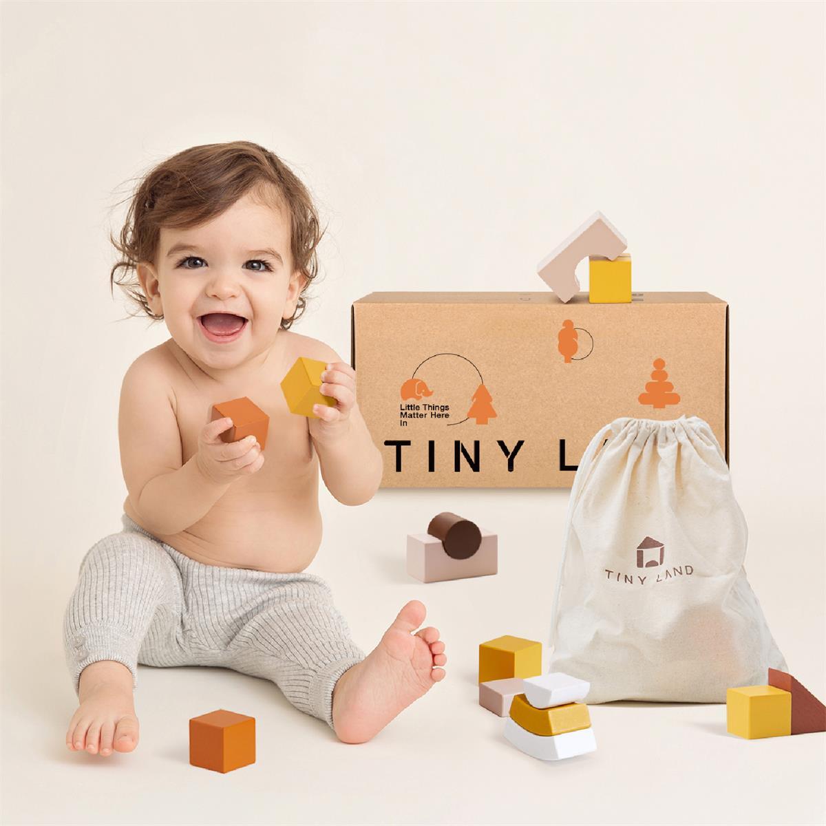 Tiny Land® Boho Mama Best Wooden Blocks for Kids